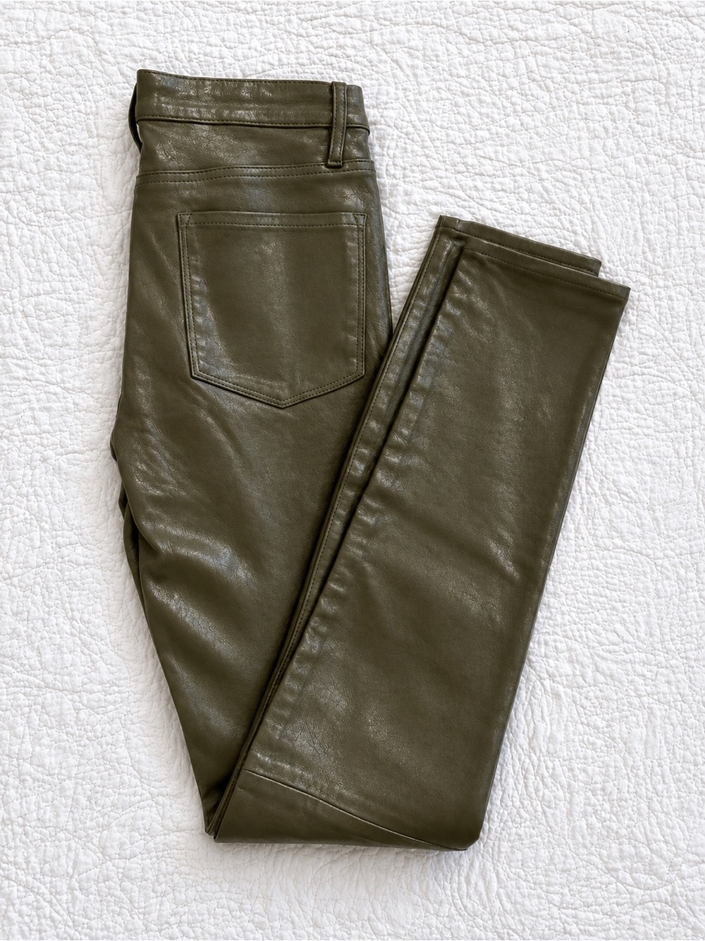 Frame Leather Olive/ Army Green Skinny Pants